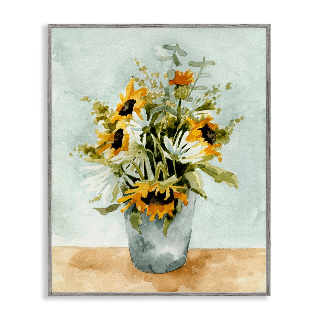 Stupell Industries Sunflower Blossom Watercolor Detail Framed Giclee Art